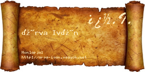 Árva Iván névjegykártya