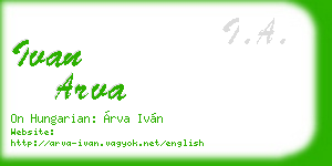ivan arva business card